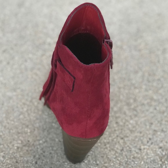 NB Size 10 Boho Burgundy Wine Faux Suede BOOTIE - Picture 3 of 4